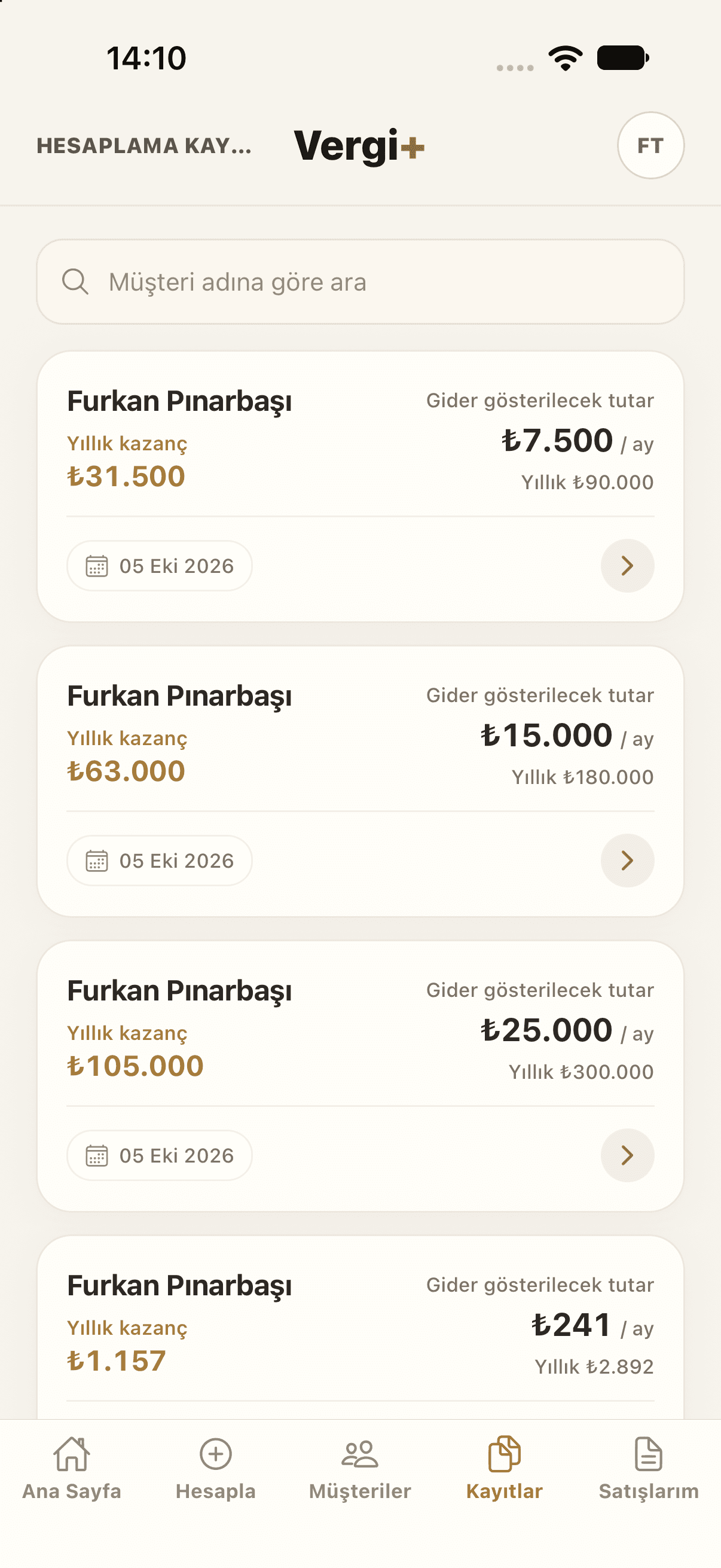 Vergi+ — Hesaplama geçmişi